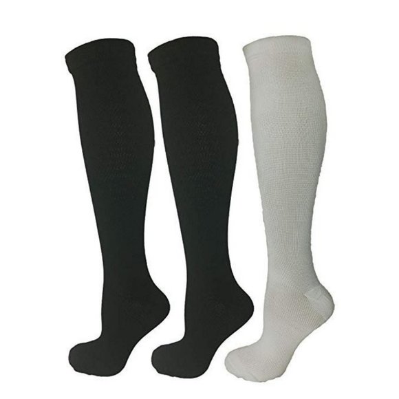 3 Pair B&W Large/X-Large Ladies Compression Socks, - Picture 1 of 5
